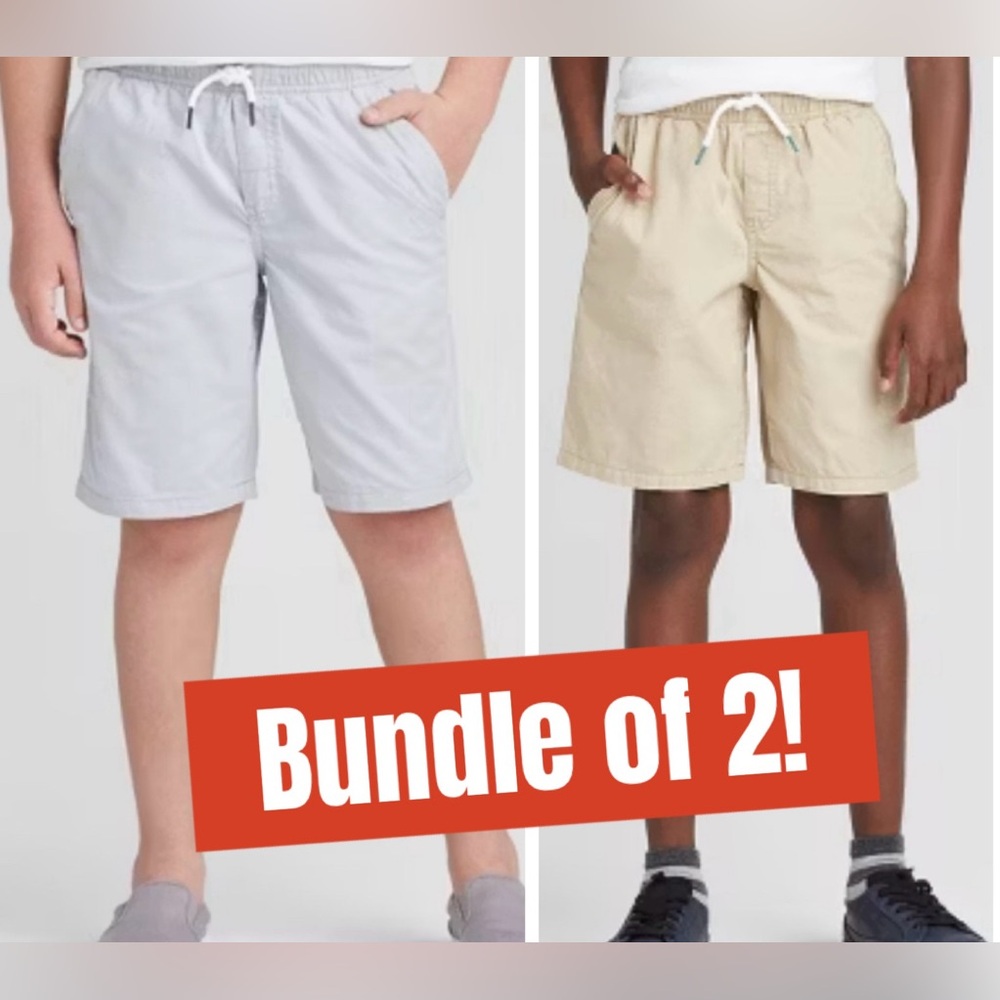 Cat & Jack bundle of 2 boys size L shorts. 100% cotton. Gray and beige